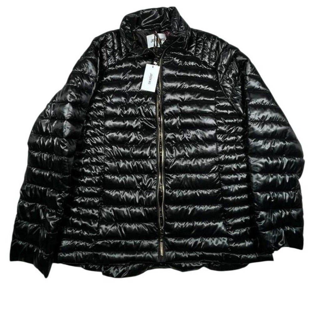NWT Jason Wu Black Puffer Jacket Floral Lining Packable Pouch L‎ MRSP $198